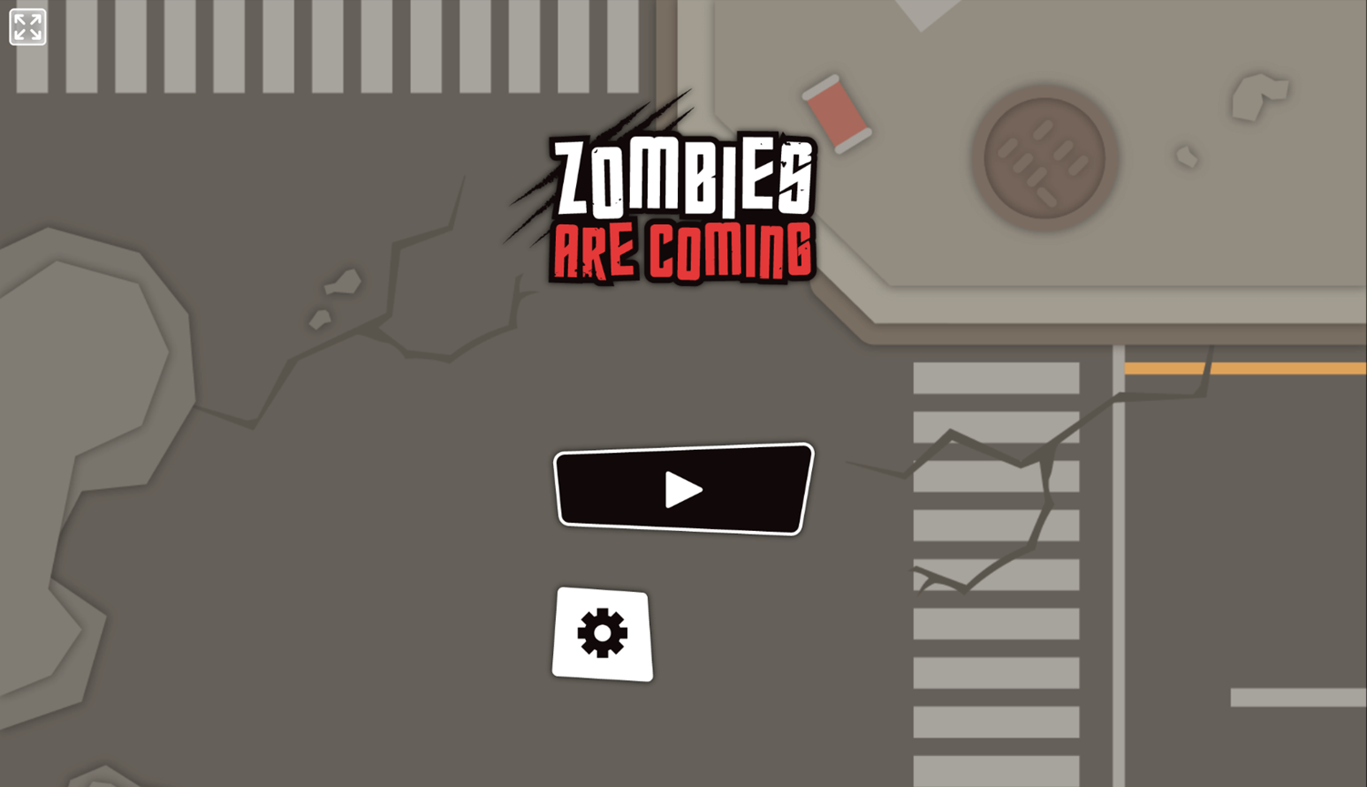 Zombies Are Coming Game Welcome Screen Screenshot.