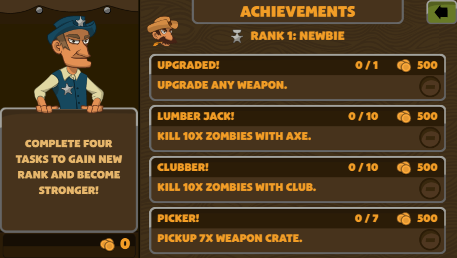 Zombies vs Halloween Game Achievements Screenshot.