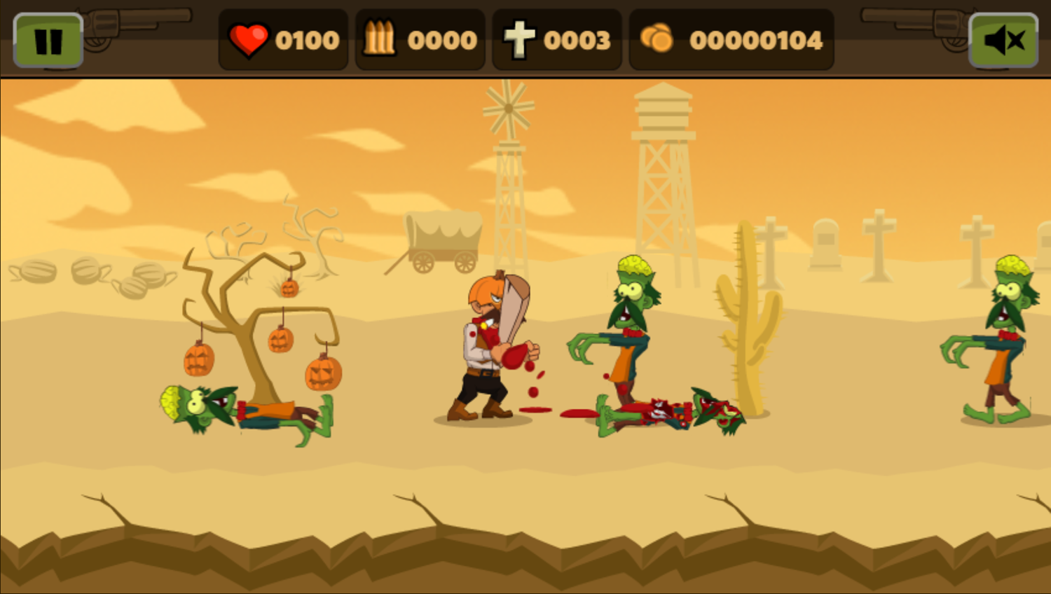 Zombies vs Halloween Game Stage Play Screenshot.