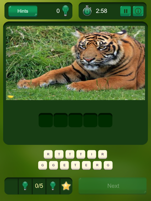 Zoo Trivia Game 1st Question Screenshot.