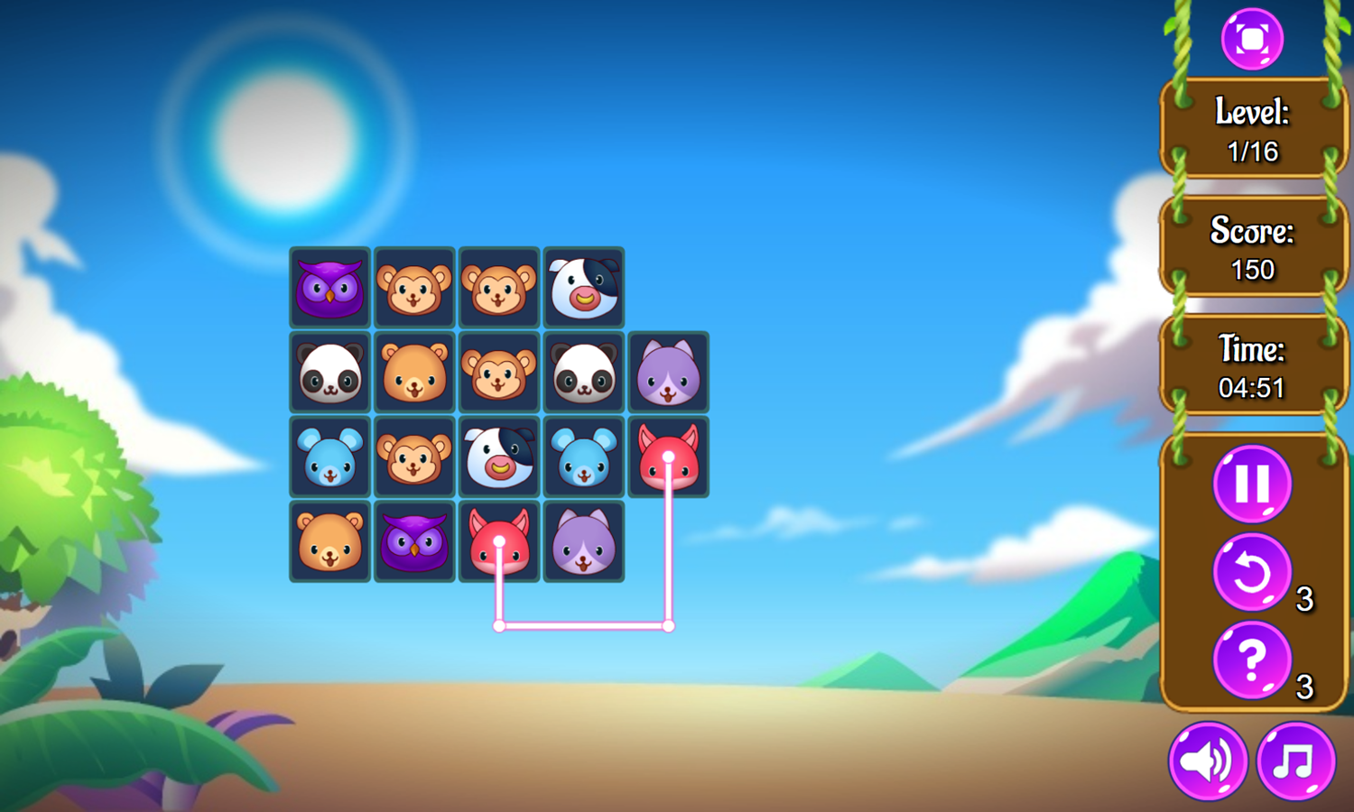 Zoobies Connect Game Level Play Screenshot.