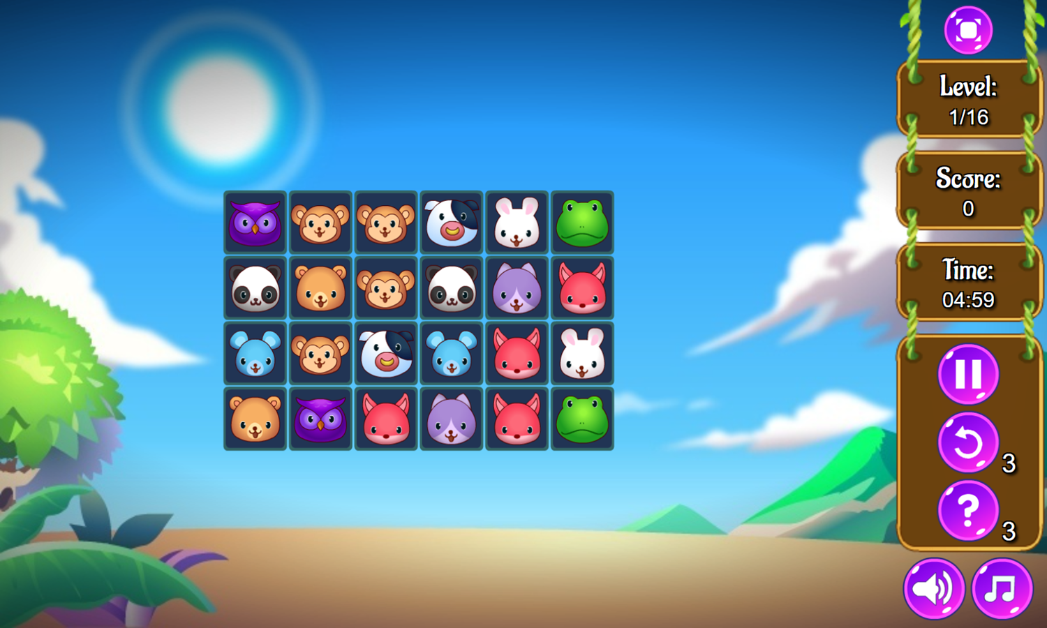 Zoobies Connect Game Level Start Screenshot.