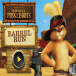 The Adventures of Puss in Boots Barrel Run game.