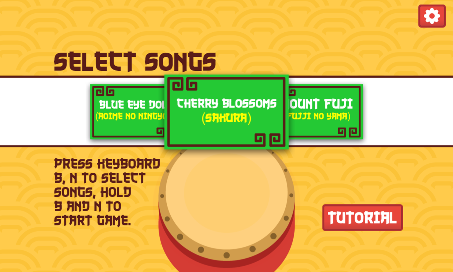 Drum Beats Select Song Game Screenshot.